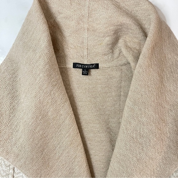 For Cynthia Beige Wool Blend Large‎ Long Collar Open Cardigan - Picture 5 of 7